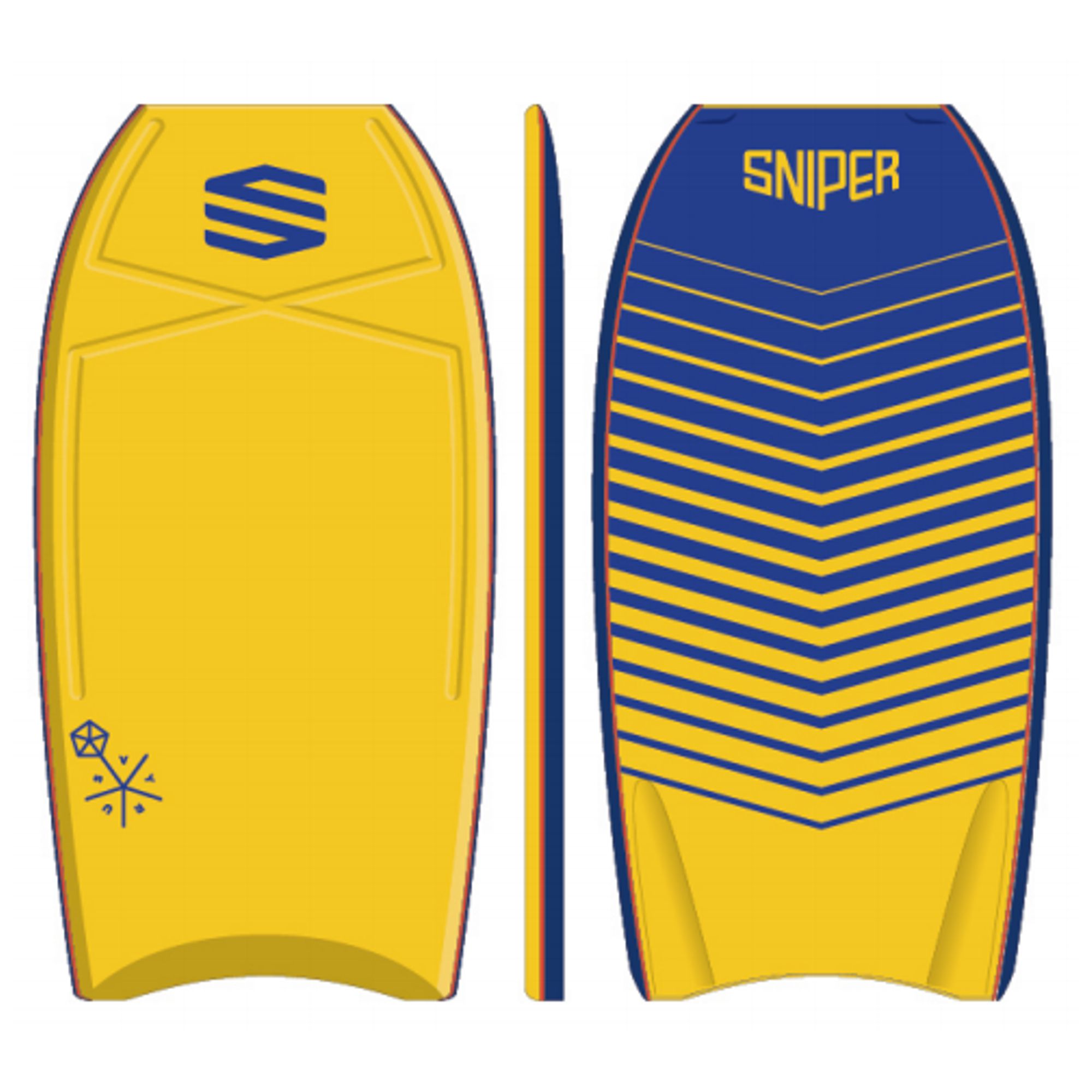 SNIPER Bodyboard Vyrus PE 38 Chevron Gelb Improve Series