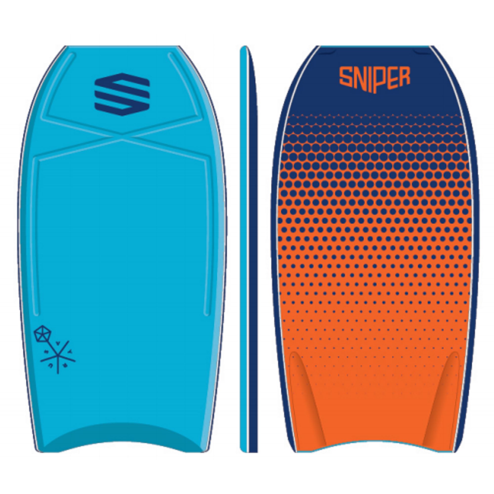 SNIPER Bodyboard Vyrus PE 40 Dots Blau Orange Improve Series