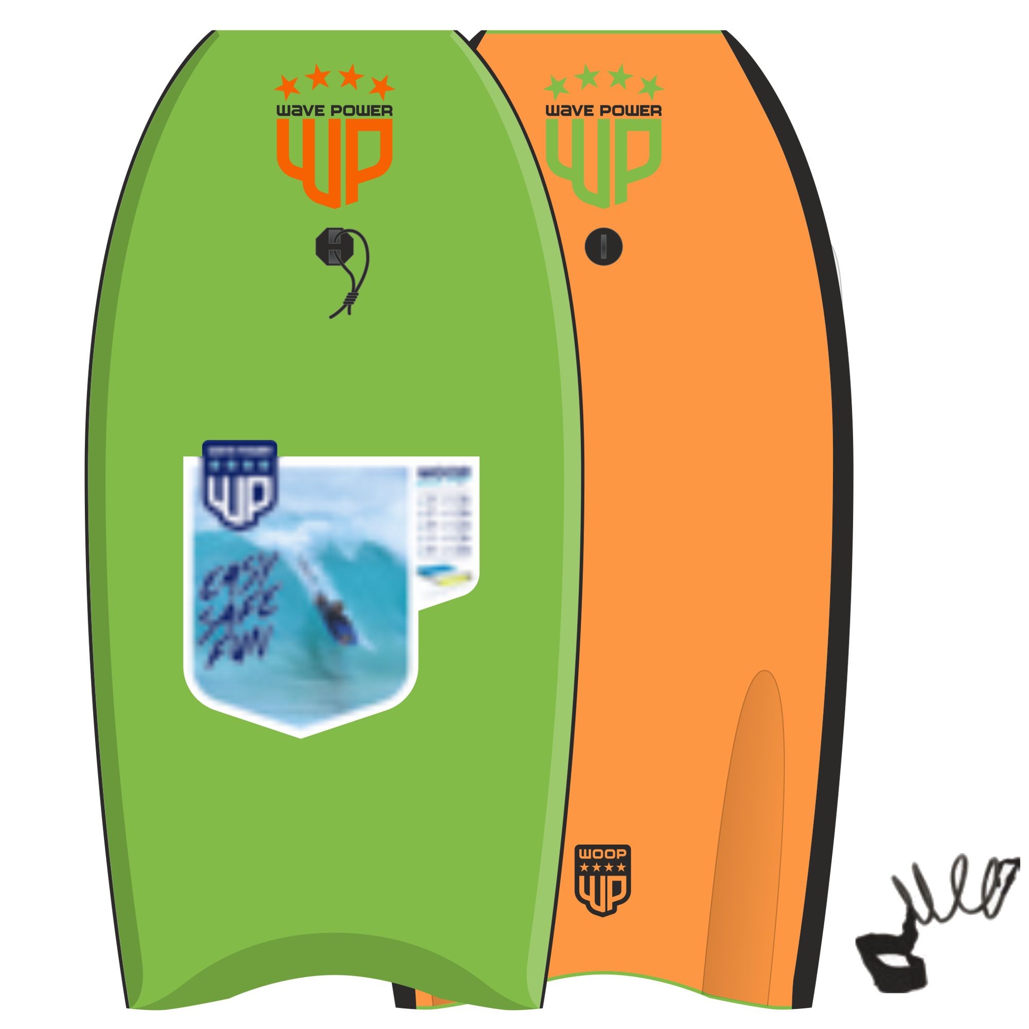 Wave Power Bodyboard Woop 41 Lime Orange 