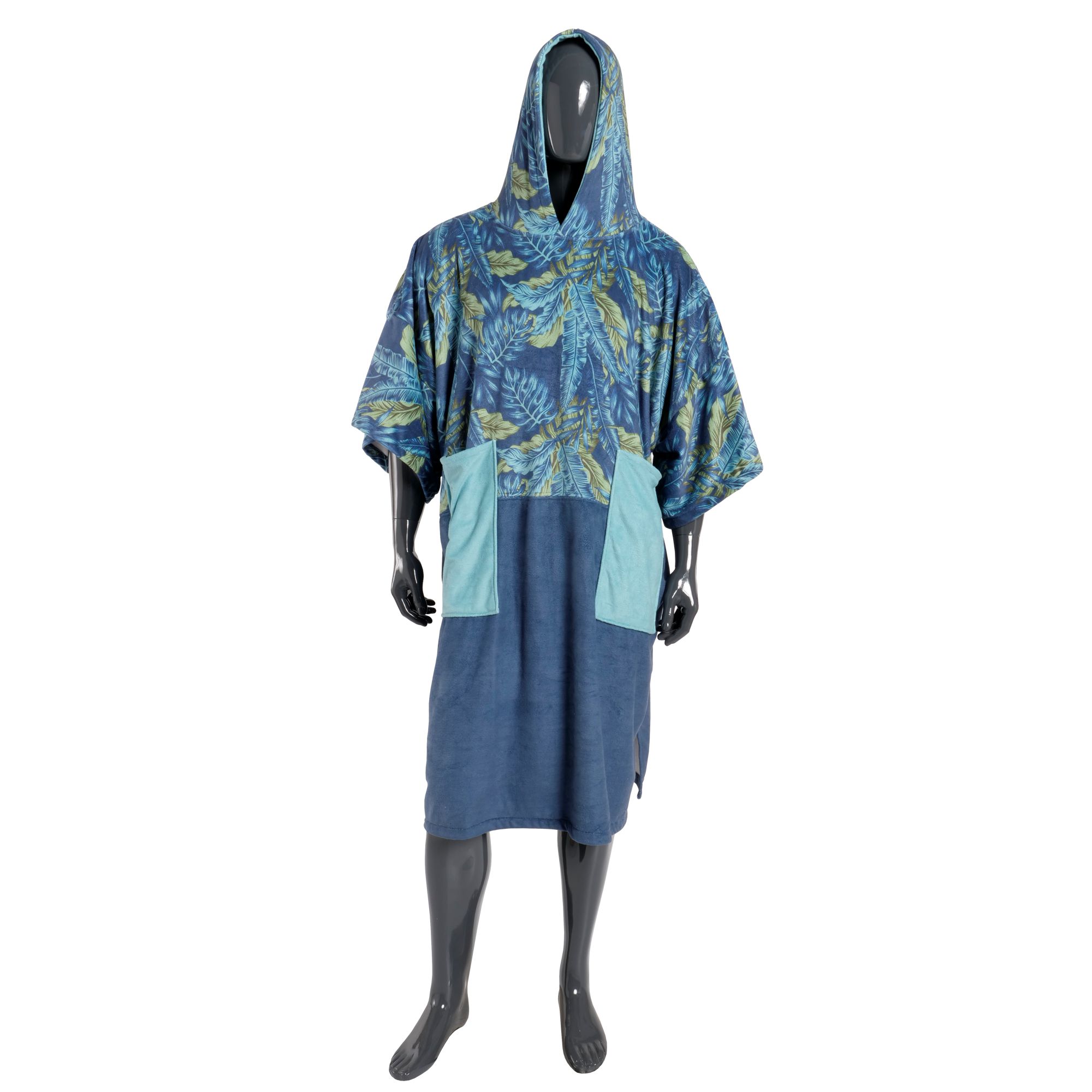 MDNS Change Robe Surf Poncho Unisize Blue Leaf Duo 