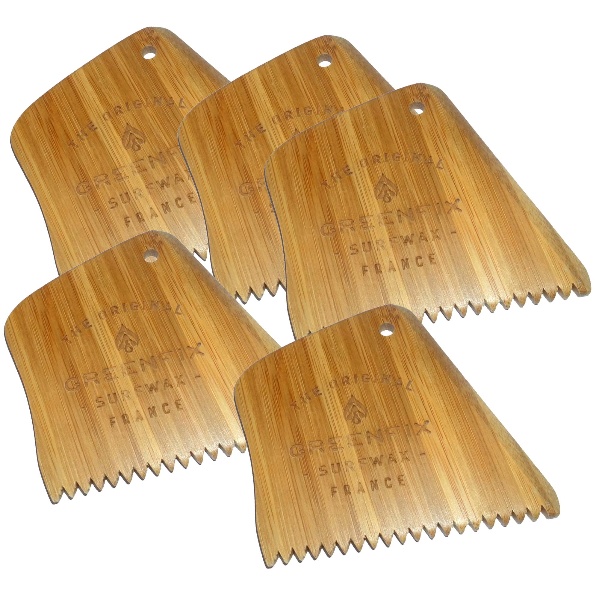 5x GREENFIX Surf Wachs Kamm aus Bambus Holz 